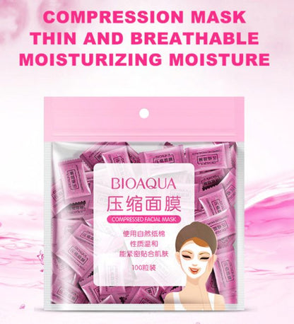 Pack Of 50 Bioaqua Compressed Facial Tablet Face Sheet | 50 Pcs Facial Tablets