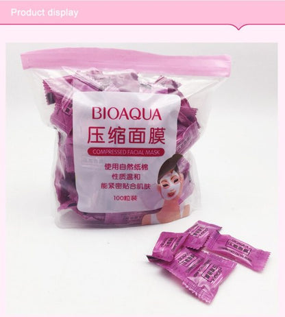 Pack Of 50 Bioaqua Compressed Facial Tablet Face Sheet | 50 Pcs Facial Tablets