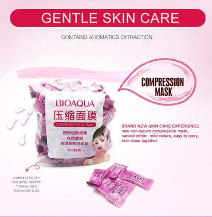 Pack Of 50 Bioaqua Compressed Facial Tablet Face Sheet | 50 Pcs Facial Tablets