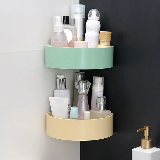 Stick On Corner Triangle Rack Bathroom Shelf (random Color )